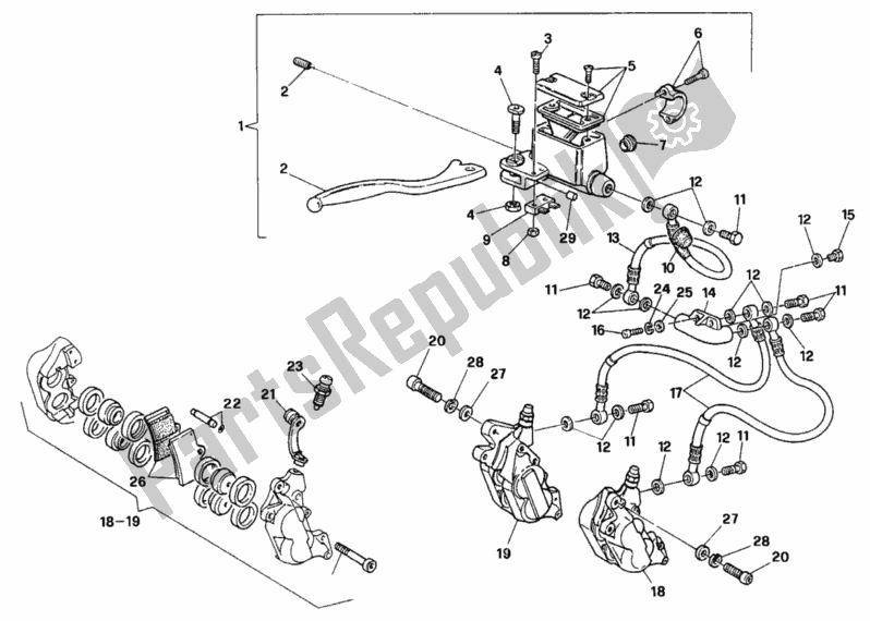 All parts for the Front Brake System My92 of the Ducati Paso 907 I. E. 1993